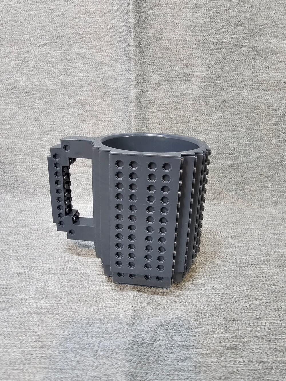 Build-On Brick LEGO Mug Coffee Cup 12oz Novelty Dark Gray